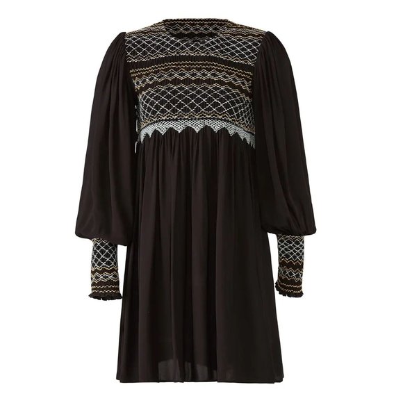 143 FREE PEOPLE Black Late Night Picnic Mini Dress M - Picture 1 of 16